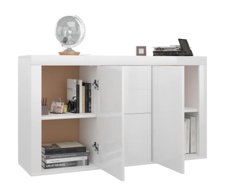 vidaXL Buffet Blanc brillant 120x36x69 cm Bois d’ingénierie