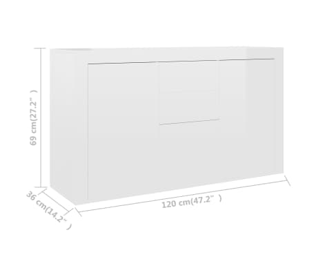 vidaXL Buffet Blanc brillant 120x36x69 cm Bois d’ingénierie