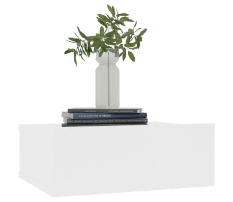802211 vidaXL Tables de chevet flottantes 2 unités Contreplaqué blanc 40x30x15 cm