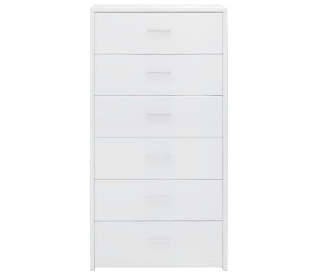 802450 vidaXL Buffet avec 6 tiroirs Contreplaqué blanc brillant 50x34x96 cm