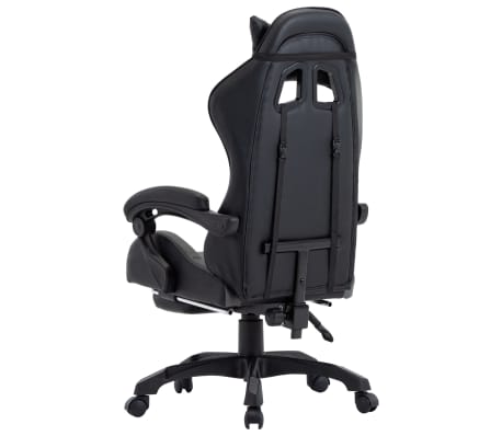 vidaXL Silla gaming con reposapiés cuero sintético gris y negro