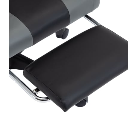 vidaXL Silla gaming con reposapiés cuero sintético gris y negro