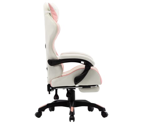 vidaXL Fauteuil de jeux vidéo et repose-pied Rose et blanc Similicuir