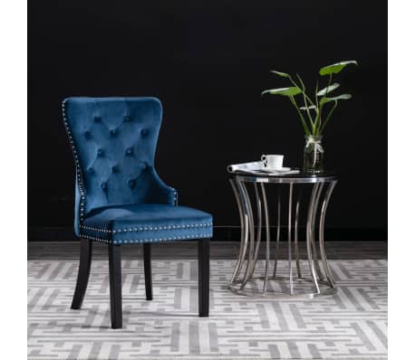 vidaXL Chaises à manger lot de 2 bleu velours