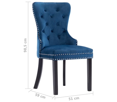 vidaXL Chaises à manger lot de 2 bleu velours