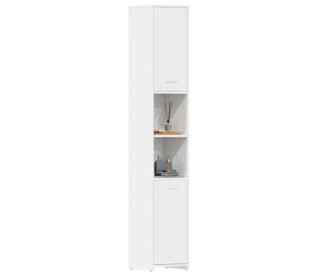 vidaXL Armario baño madera contrachapada blanco brillo 30x30x183,5 cm
