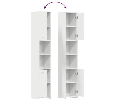 vidaXL Armario baño madera contrachapada blanco brillo 30x30x183,5 cm