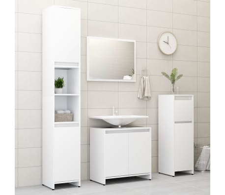vidaXL Armario de baño madera contrachapada blanco 30x30x95 cm