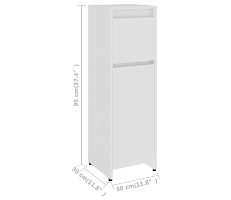 vidaXL Armario de baño madera contrachapada blanco 30x30x95 cm