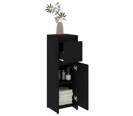 vidaXL Armario de baño madera contrachapada negro 30x30x95 cm