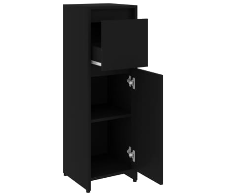vidaXL Armario de baño madera contrachapada negro 30x30x95 cm