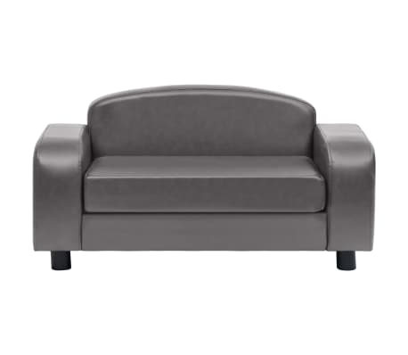 vidaXL Sofá para perros cuero sintético gris 80x50x40 cm