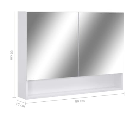 vidaXL Armario de baño con espejo MDF blanco 80x15x60 cm
