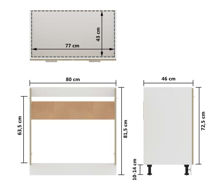 vidaXL Armario inferior de fregadero madera ingeniería 80x46x81,5cm