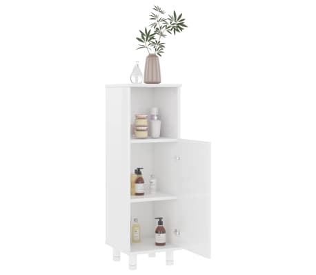 vidaXL Armario de baño madera contrachapada blanco brillo 30x30x95 cm
