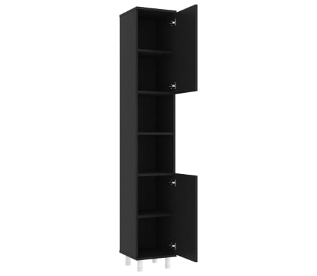 vidaXL Armario de baño madera contrachapada negro 30x30x179 cm