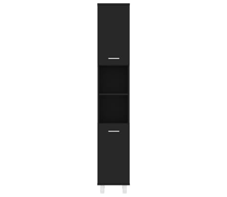 vidaXL Armario de baño madera contrachapada negro 30x30x179 cm