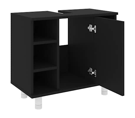 vidaXL Armario de baño madera contrachapada negro 60x32x53,5 cm