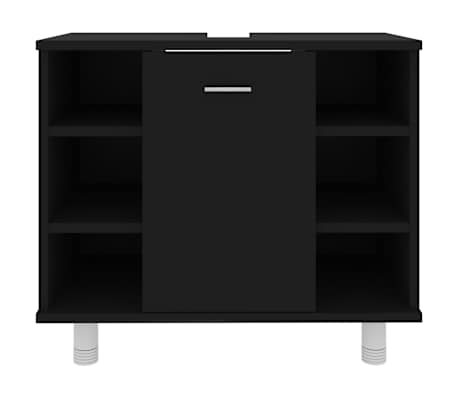 vidaXL Armario de baño madera contrachapada negro 60x32x53,5 cm