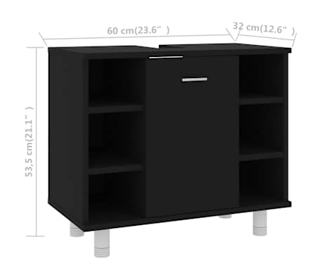vidaXL Armario de baño madera contrachapada negro 60x32x53,5 cm