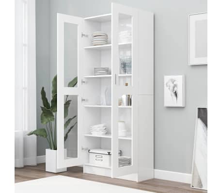 vidaXL Armoire à vitrine Blanc 82,5x30,5x185,5 cm Bois d'ingénierie