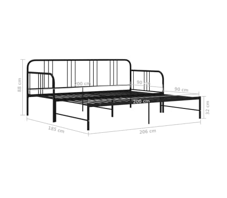 vidaXL Estructura sofá cama extraíble sin colchón metal negro 90x200cm