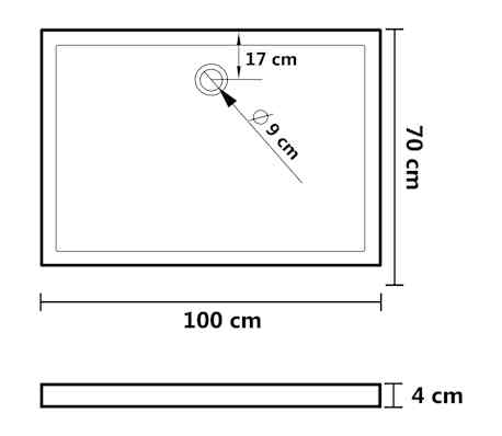vidaXL Receveur de douche rectangulaire ABS Blanc 70x100 cm