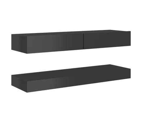 vidaXL Meuble TV avec lumières LED Gris brillant 120x35 cm
