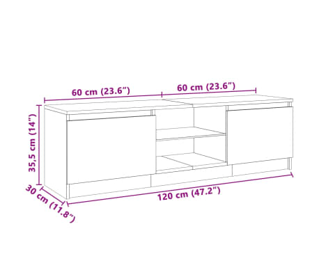 vidaXL Mueble de TV con luces LED gris hormigón 120x30x35,5 cm