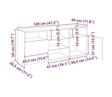 vidaXL Mueble para TV con luces LED blanco 120x30x50 cm