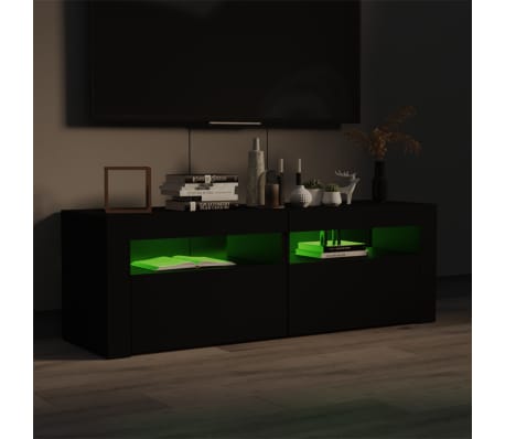 vidaXL Mueble de TV con luces LED negro 120x35x40 cm