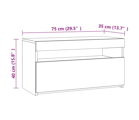 vidaXL Mueble de TV con luces LED blanco 75x35x40 cm