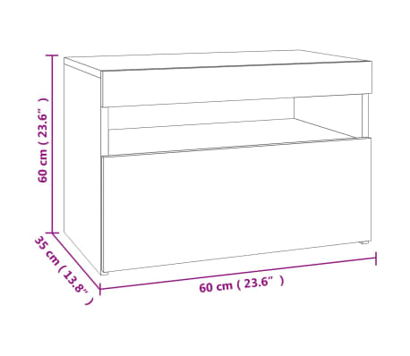 vidaXL Mueble de TV con luces LED gris hormigón 60x35x40 cm