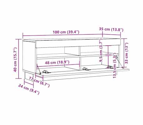 vidaXL Mueble para TV madera contrachapada blanco 100x35x40 cm