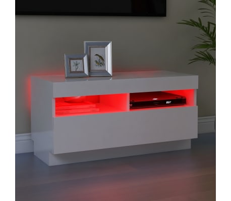 vidaXL Mueble de TV con luces LED blanco brillante 80x35x40 cm
