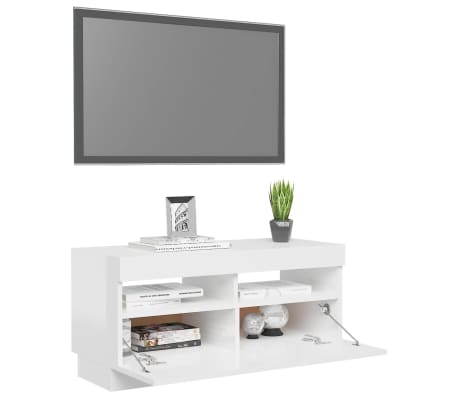 vidaXL Mueble de TV con luces LED blanco brillante 80x35x40 cm