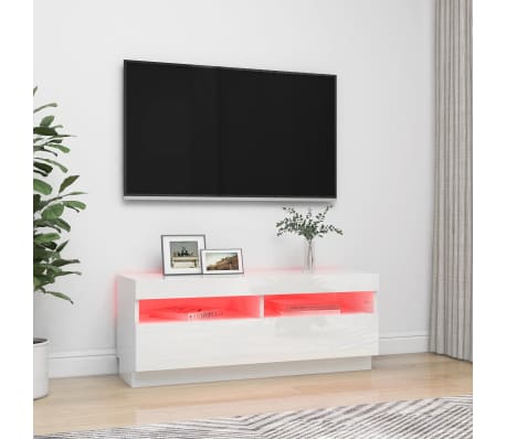 vidaXL Mueble de TV con luces LED blanco brillante 100x35x40 cm