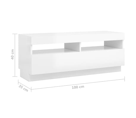 vidaXL Mueble de TV con luces LED blanco brillante 100x35x40 cm