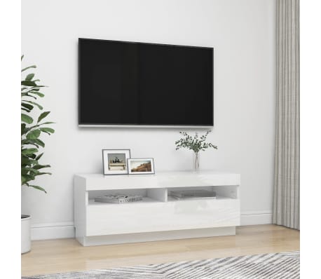 vidaXL Mueble de TV con luces LED blanco brillante 100x35x40 cm