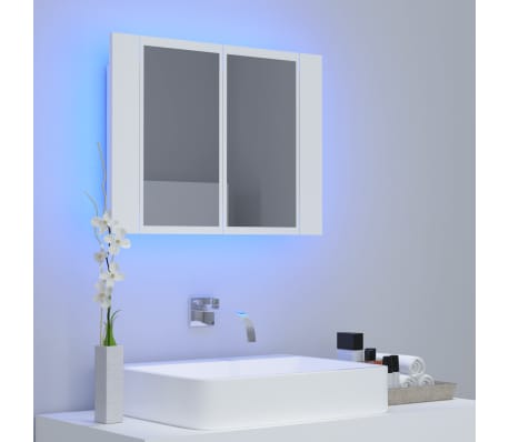 vidaXL Armario espejo de baño con luz LED acrílico blanco 60x12x45 cm