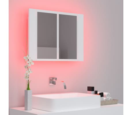 vidaXL Armario espejo de baño con luz LED acrílico blanco 60x12x45 cm