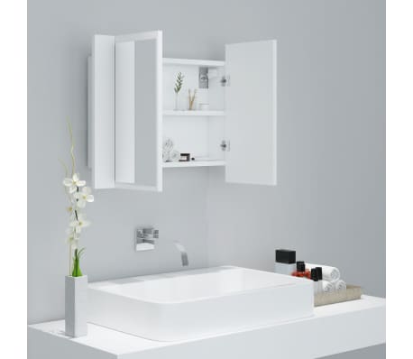 vidaXL Armario espejo de baño con luz LED acrílico blanco 60x12x45 cm