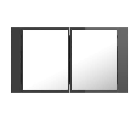 vidaXL Armario espejo de baño luz LED acrílico gris brillo 80x12x45 cm
