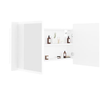 vidaXL Armario espejo de baño con luz LED acrílico blanco 90x12x45 cm