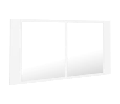 vidaXL Armario espejo de baño con luz LED acrílico blanco 90x12x45 cm