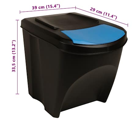 vidaXL Poubelles empilables 3 pcs Anthracite 75 L