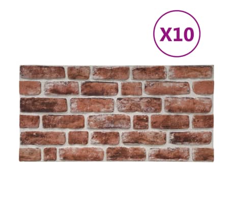 vidaXL Panneaux muraux 3D design brique marron foncé 10 pcs EPS