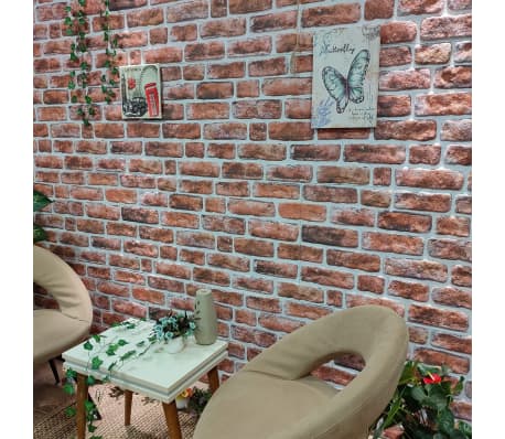 vidaXL Panneaux muraux 3D design brique marron foncé 10 pcs EPS