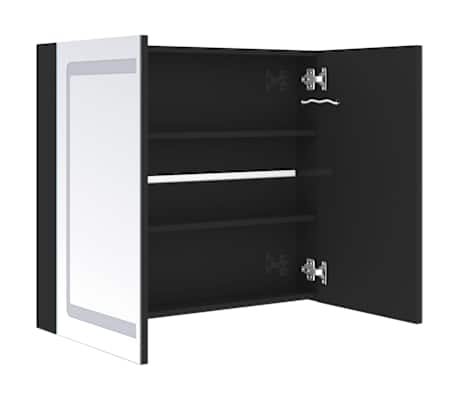 vidaXL Armario de baño con espejo LED negro brillante 80x12x68 cm
