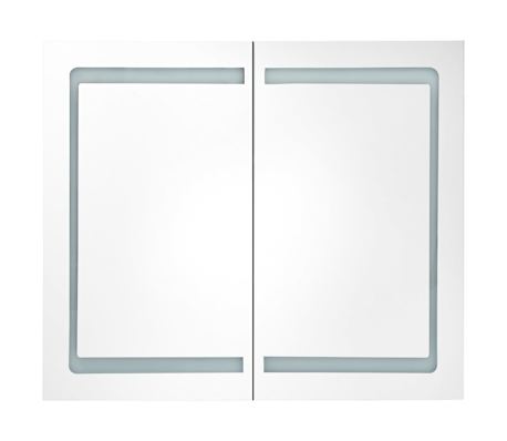vidaXL Armario de baño con espejo LED blanco brillante 80x12x68 cm